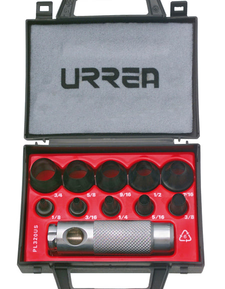 Juego de sacabocados 11 piezas 1/8-3/4" Urrea