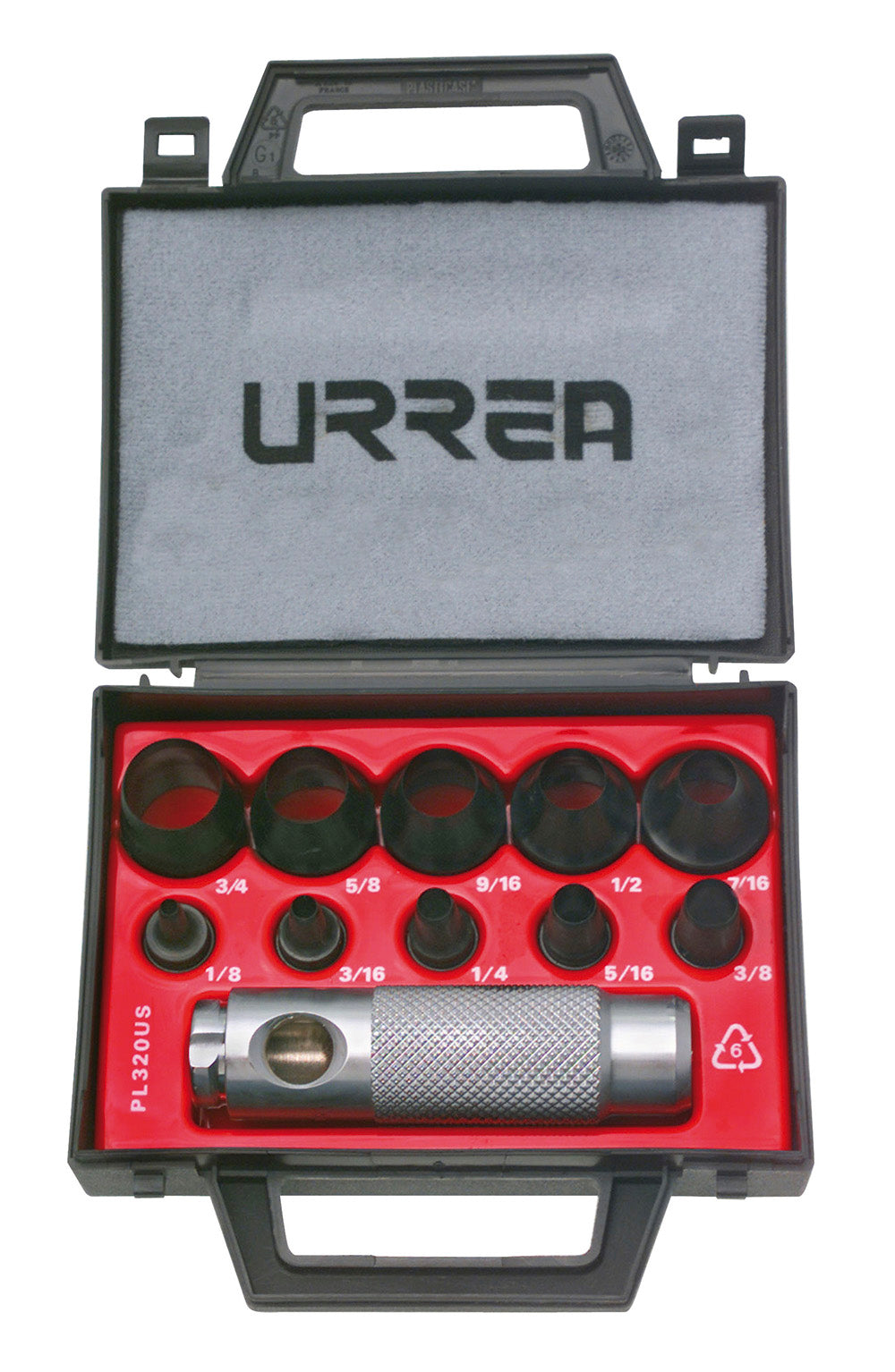 Juego de sacabocados 11 piezas 1/8-3/4" Urrea