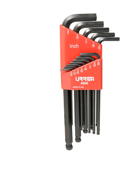 Juego 13 llaves hexagonales L pulgadas punta bola rack Urrea