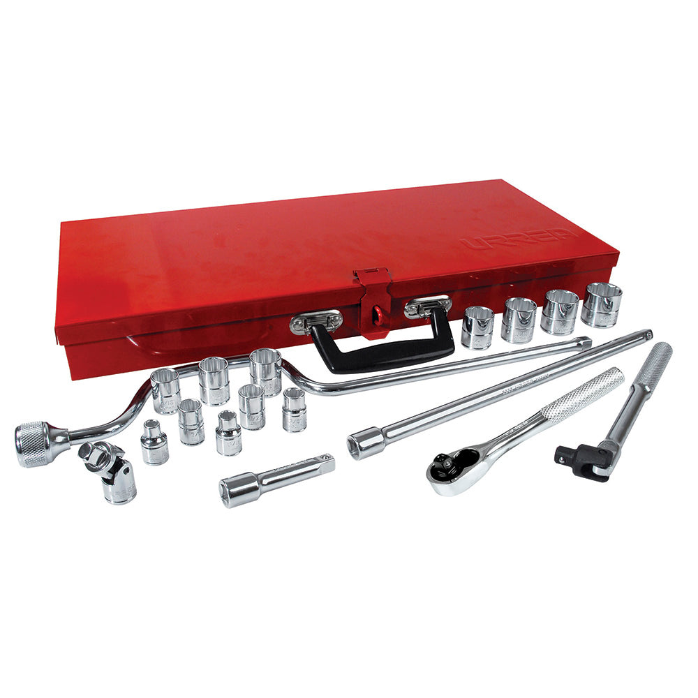 Juego de 19 dados y accesorios 3/8" Urrea