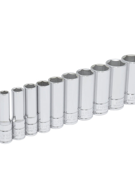 Juego de 10 dados largos en pulgadas 3/8" 6 puntas Urrea