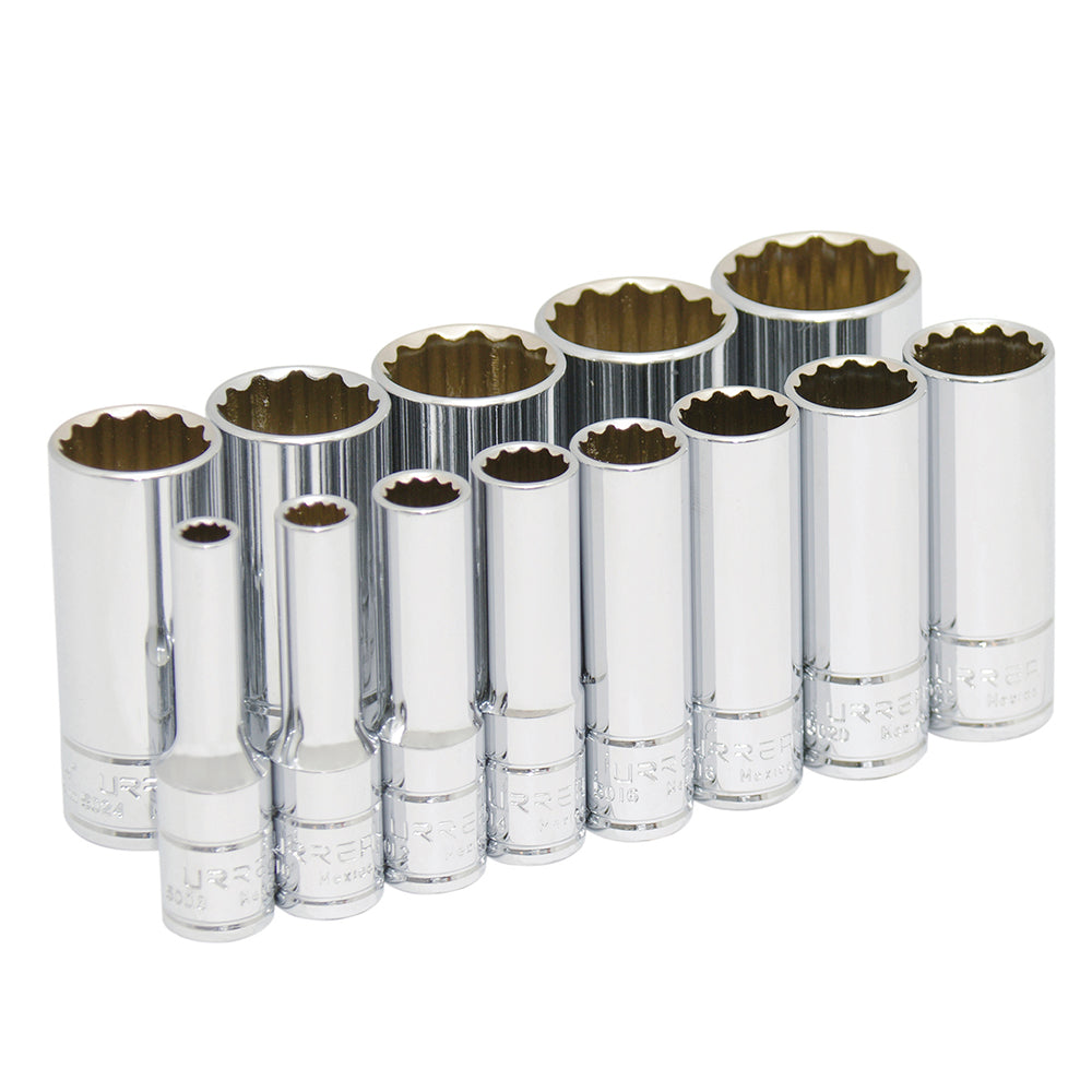 Juego de 13 dados largos en pulgadas 3/8" Urrea