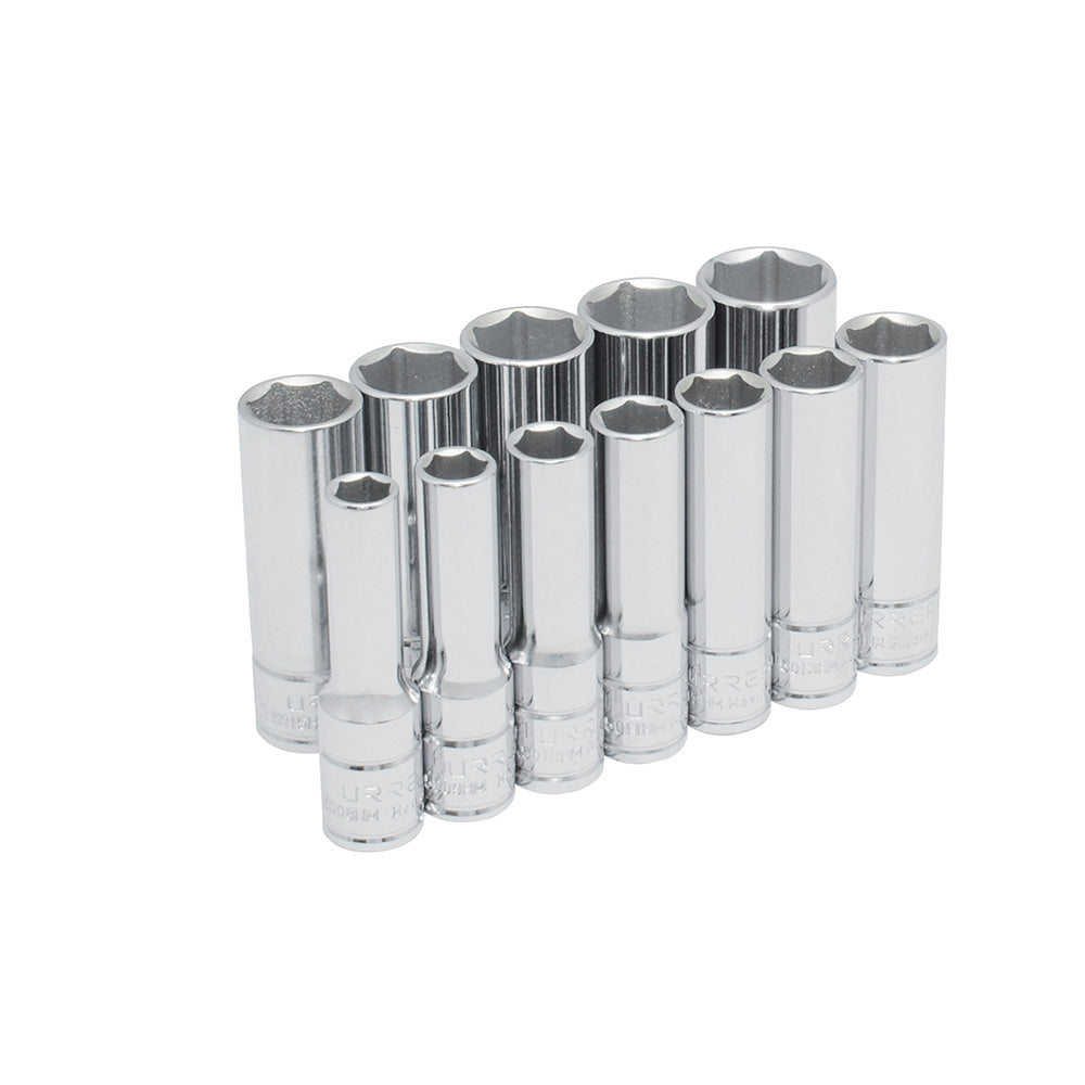 Juego de 12 dados largos métricos 3/8" 6 puntas Urrea