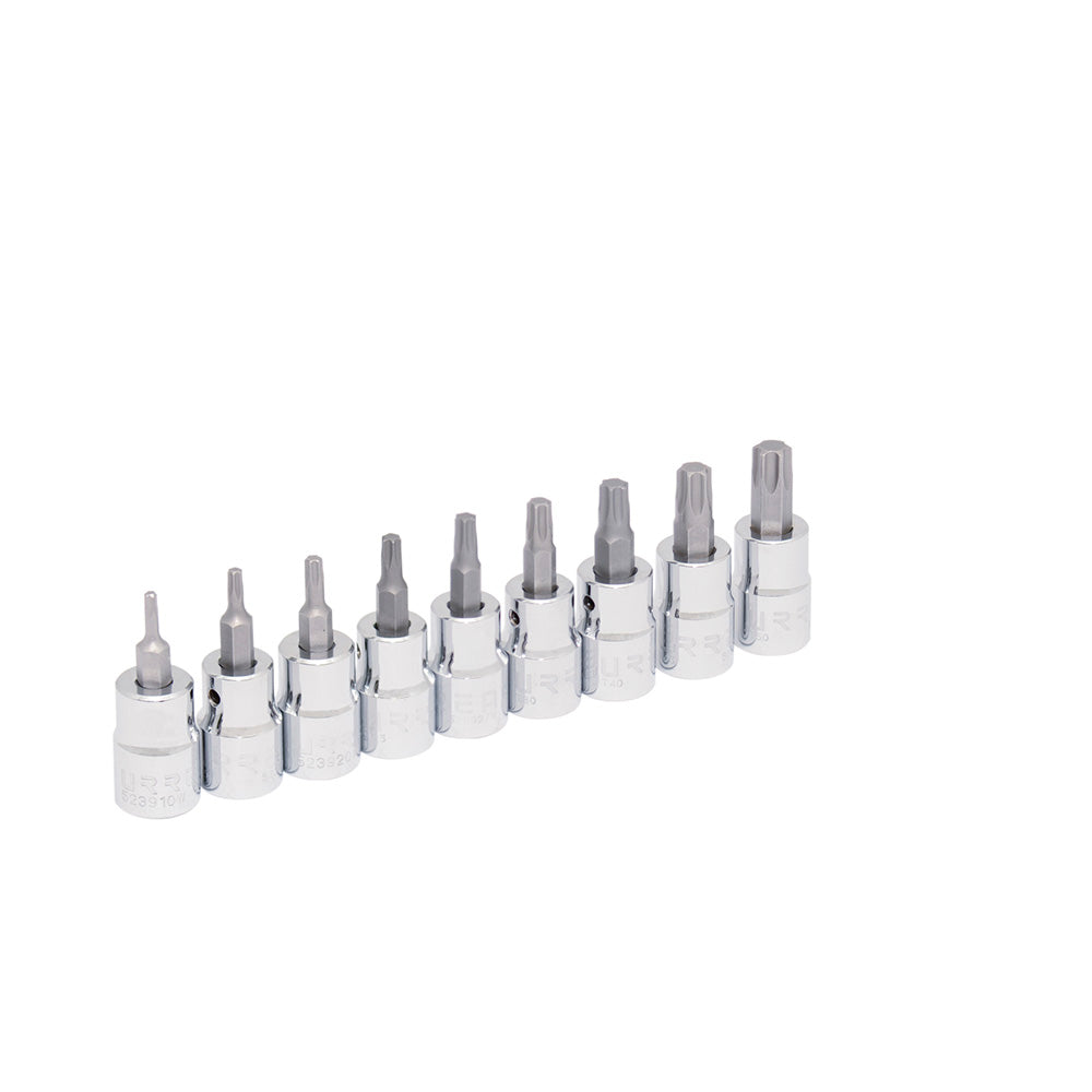 Juego de 9 dados punta Torx® en riel Urrea