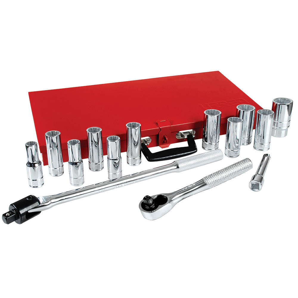 Juego de 15 dados largos accesorios en pulgadas 1/2" Urrea