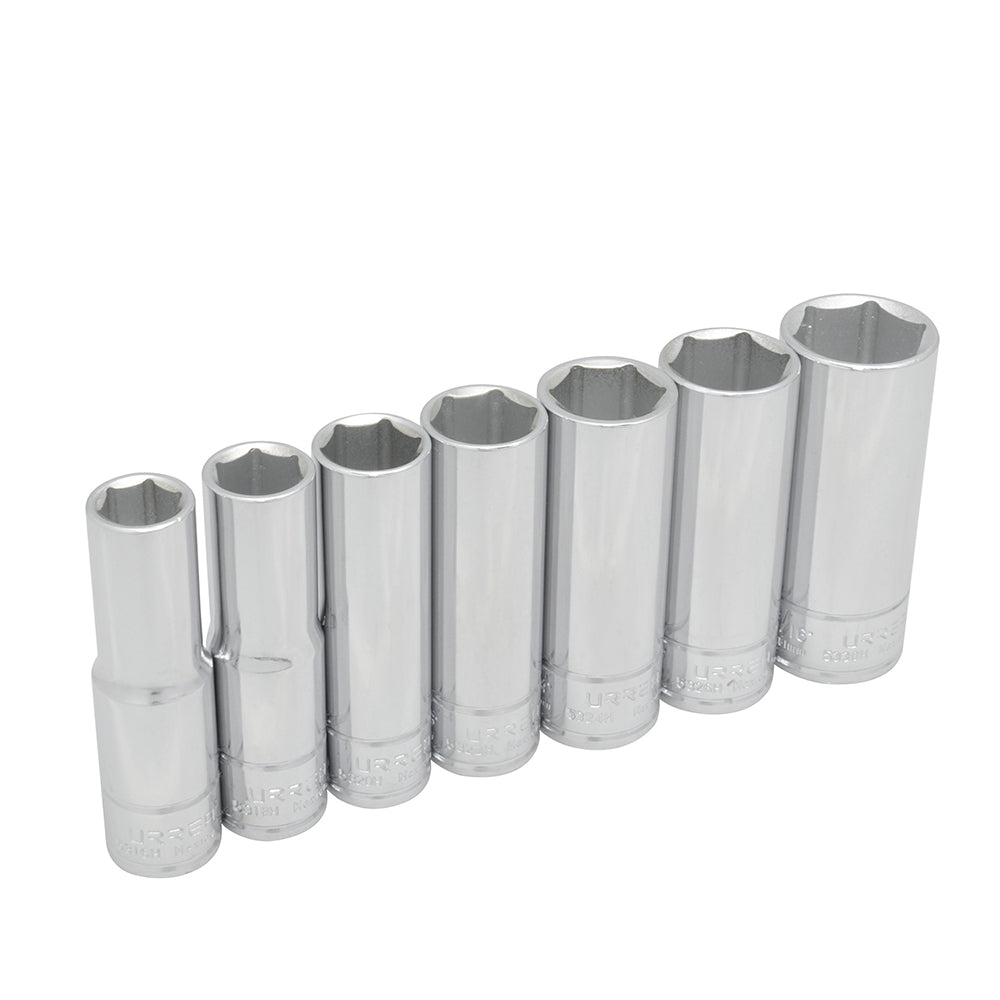 Juego de 7 dados largos en pulgadas 1/2" 6 puntas Urrea