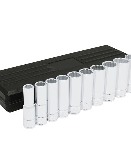 Juego de 10 dados largos métricos 1/2" Urrea