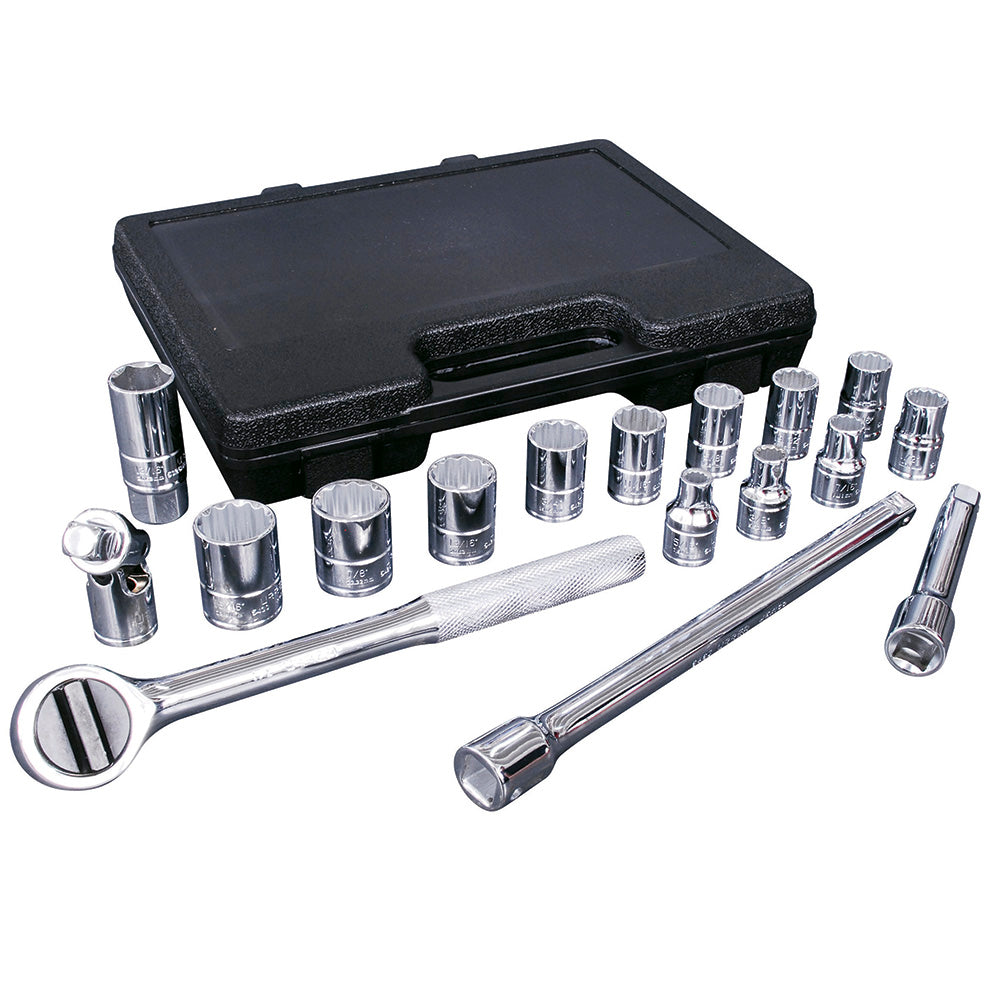 Juego de 17 dados y accesorios en pulgadas 1/2" Urrea