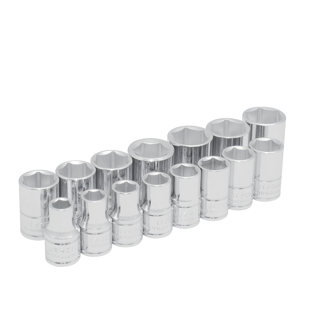 Juego de 15 dados largos métricos 1/2" 6 puntas Urrea