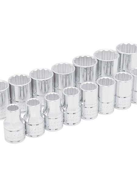 Juego de 15 dados métricos 1/2" en riel Urrea