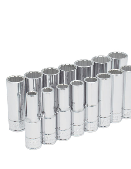 Juego de 15 dados largos métricos 1/2" Urrea