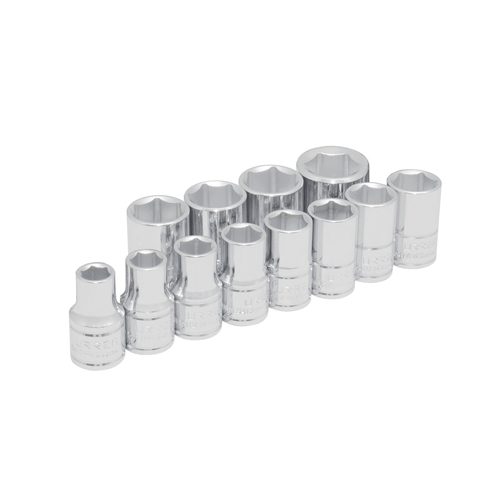 Juego de 12 dados metricos boca 1/2" de 6 puntas Urrea