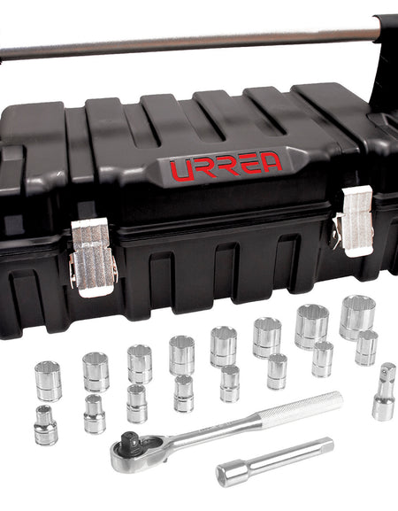 Juego de 21 dados y accesorios métricos 1/2" Urrea