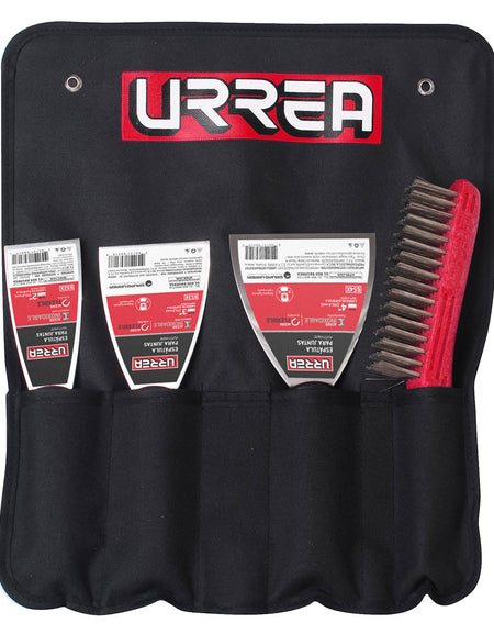 Jgo 3 espátulas flexibles acero inox cepillo alambre Urrea