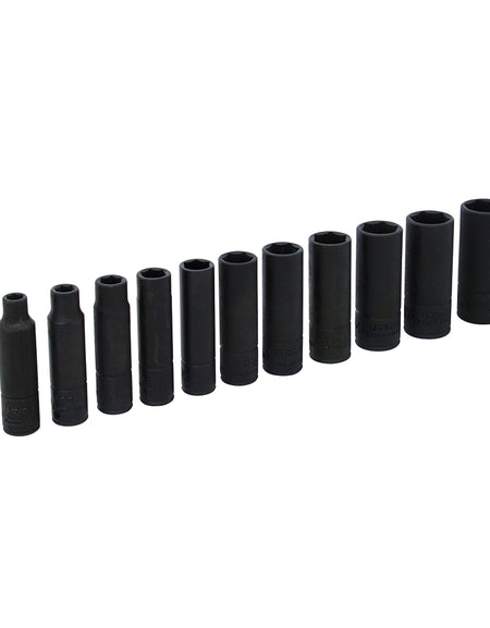 Juego de 11 dados de impacto largo métricos 1/4" Urrea