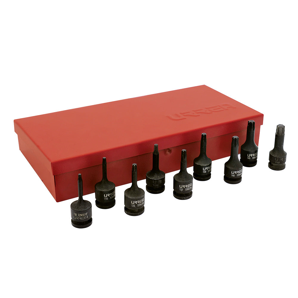 Juego de 9 Dados de impacto 3/8" punta Torx® Urrea