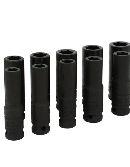 Juego de 10 dados de impacto largos métricos 1/2" Urrea
