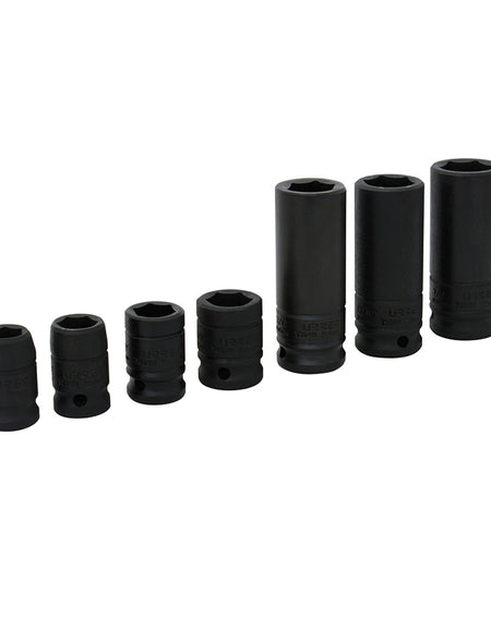 Juego de 7 dados de impacto largos en pulgadas 1/2" Urrea