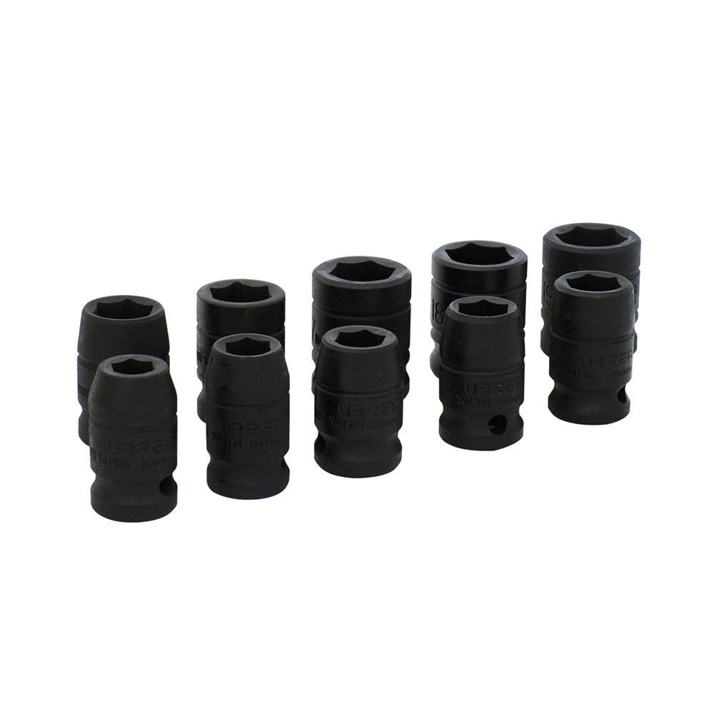 Juego de 10 dados de impacto métricos 1/2" Urrea