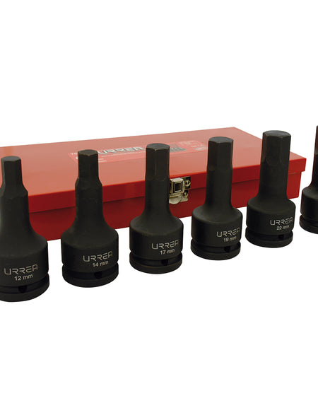 Juego 6 dados de impacto punta hexagonal métricos 3/4" Urrea