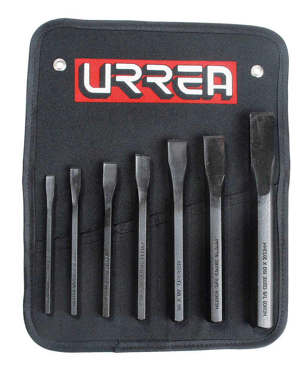 Juego de 7 cinceles 1/4"-3/4" Urrea