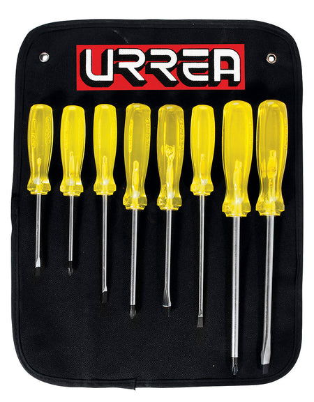 Juego de 8 destornilladores ámbar combinado Urrea
