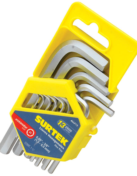 Juego de 13 llaves hexagonales "L" pulgadas en rack Surtek
