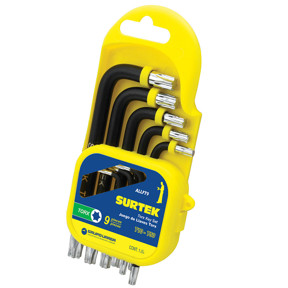 Juego de 9 llaves hexagonales Torx® rack Surtek