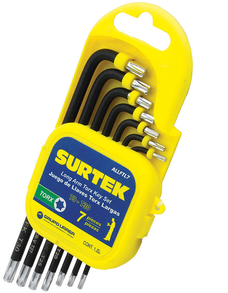 Juego de 7 llaves hexagonales Torx® largas en rack Surtek