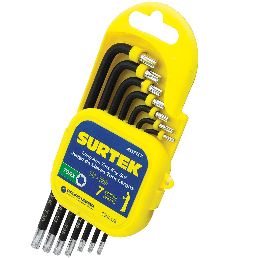 Juego de 7 llaves hexagonales Torx® largas en rack Surtek
