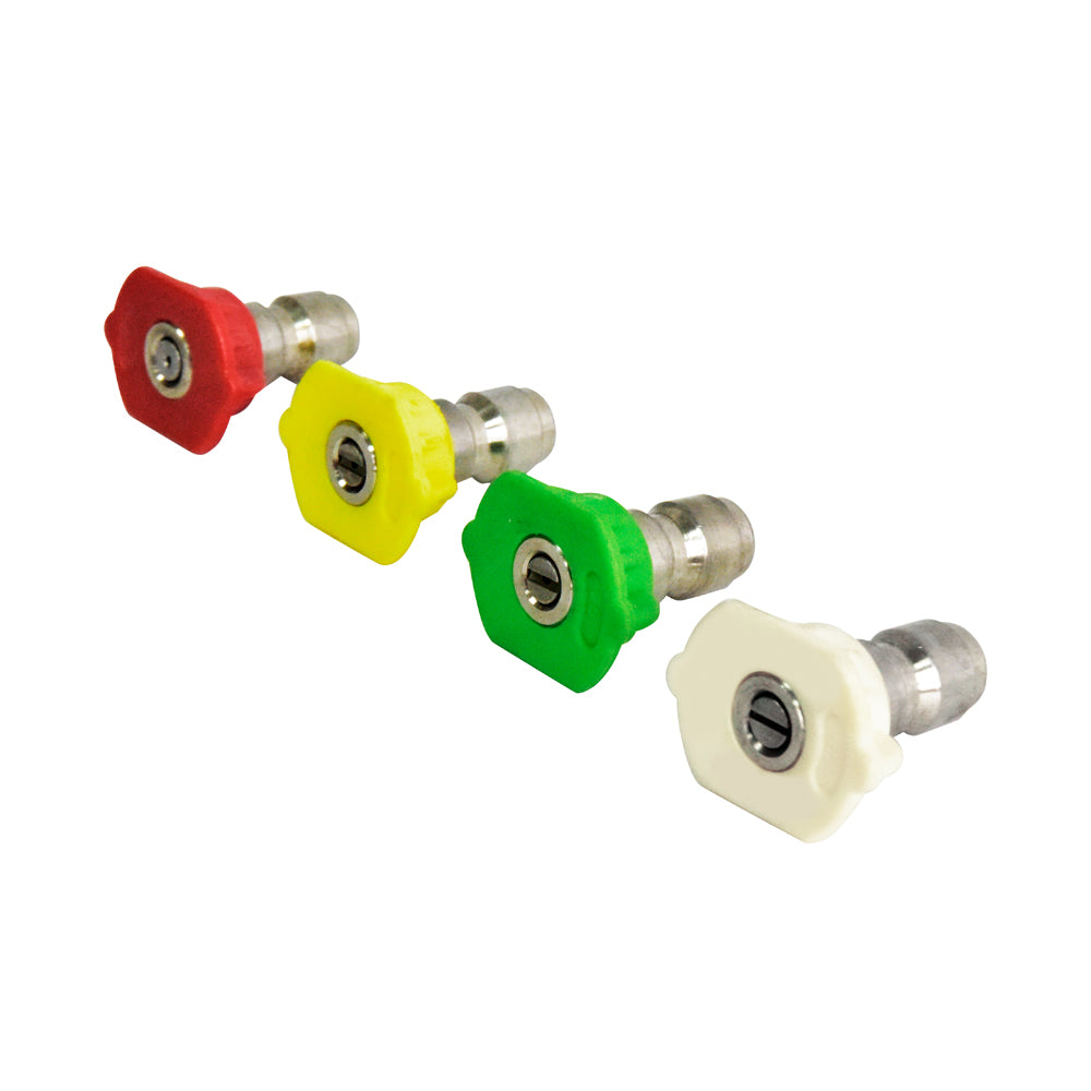 Boquillas para hidrolavadora URREA HL1074, incluye boquilla de 40°, boquilla de 25°, boquilla de 15°, y boquilla para chorro de alta presión Urrea