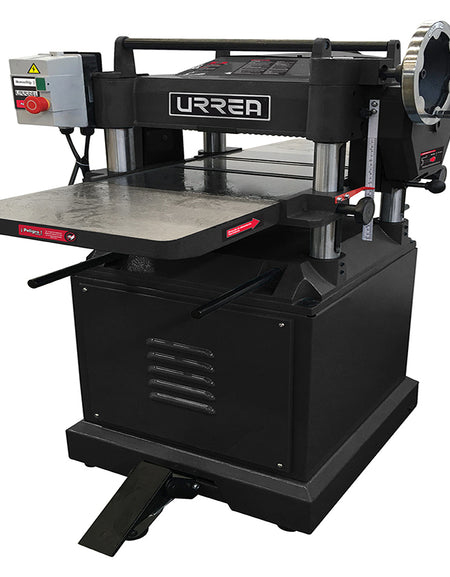 Urrea Cepillo eléctrico estacionario con capacidad de  cepillado de hasta 15 pulgadas y una potencia de  3HP y un voltaje de 220V
