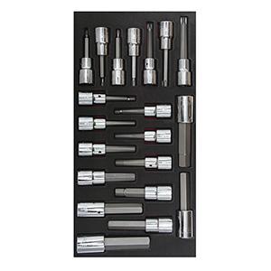 Juego de dados con punta torx, hexagonales SAE & Métricos cuadro 1/2" - 20 piezas