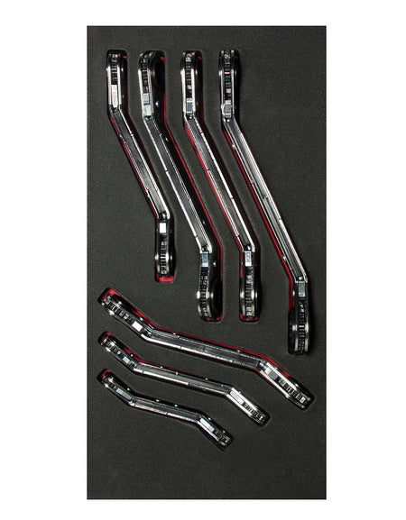 Juego de 7 llaves de matraca acodadas Métrico Urrea