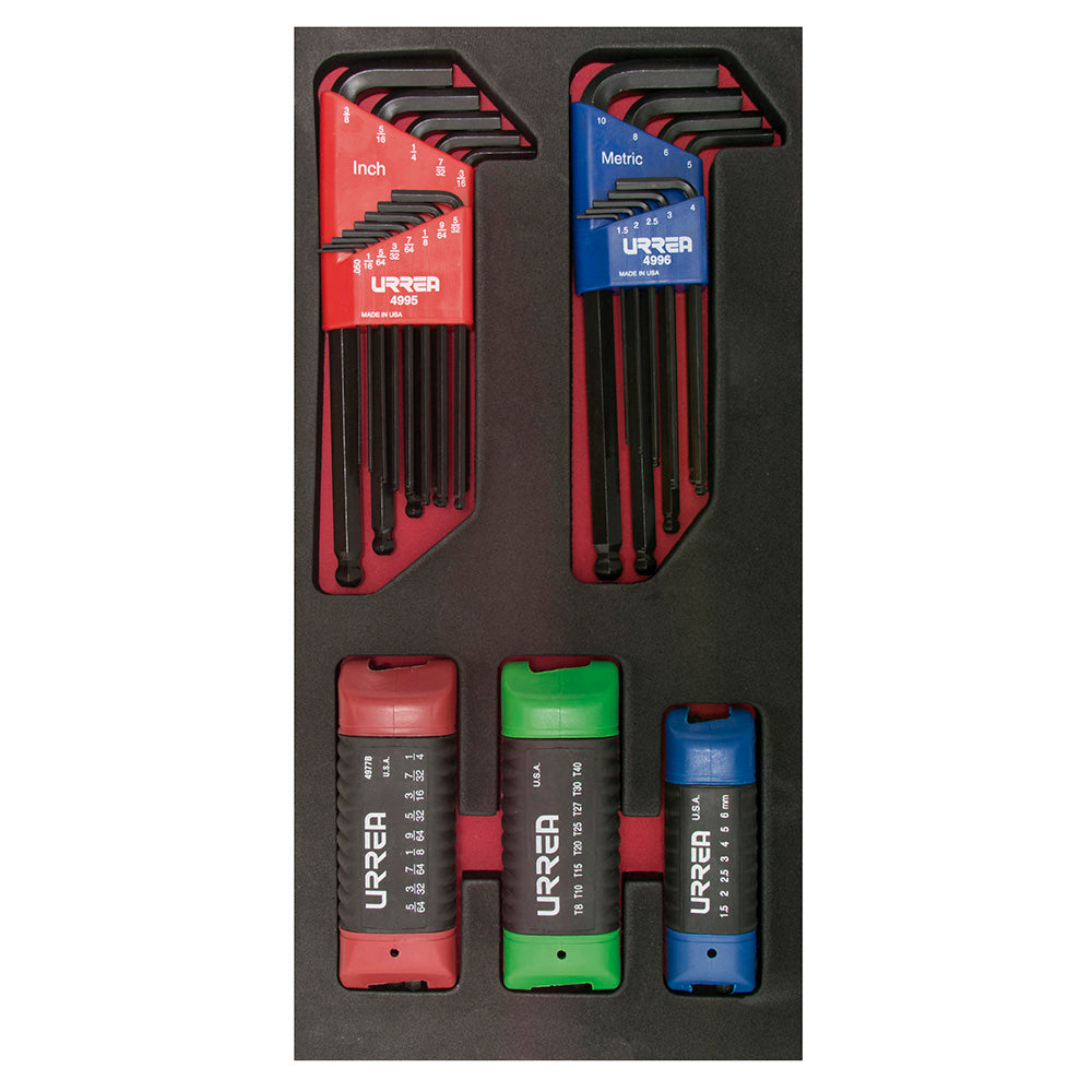 Juego 22 llaves hex L y 24 llaves navaja SAE, MM, TORX Urrea