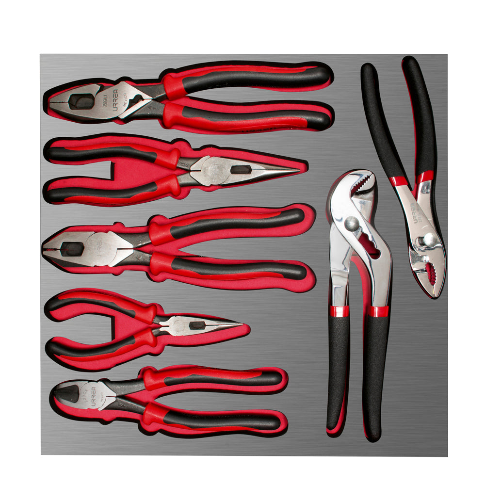 Juego 7 pinzas bimaterial Urrea.