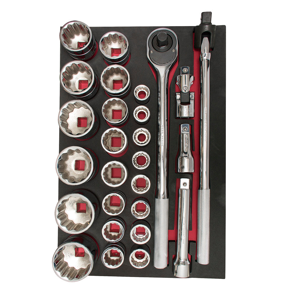 Juego de dados y acc. Cuadro 3/4" - Métrico 27 pzs Urrea