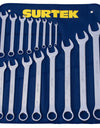 Surtek Juego 16 llaves comb satinadas 12 puntas en pulgadas