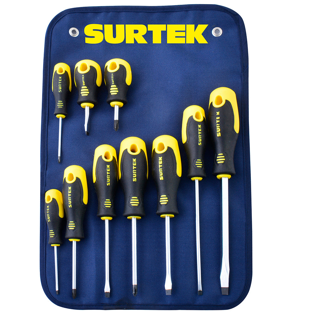 Surtek Juego 10 destornilladores bimaterial est. combinado
