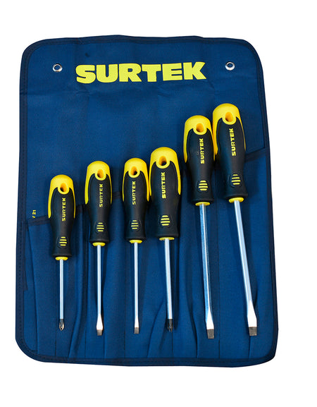 Surtek Juego 6 destornilladores bimaterial estuche comb.