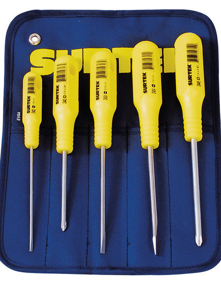 Juego de 5 destornilladores amarillos combinado Surtek