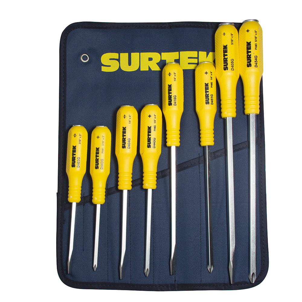 Surtek Juego 8 pz destornilladores amarillos de golpe