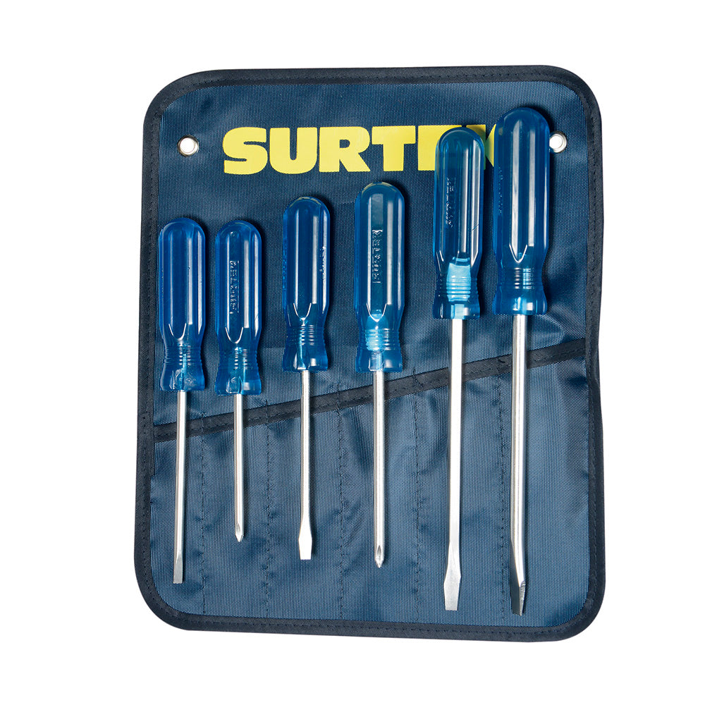 Juego de 6 destornilladores azules combinado Surtek