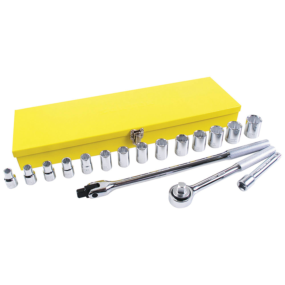 Surtek Juego de 18 dados y accesorios métricos 1/2"