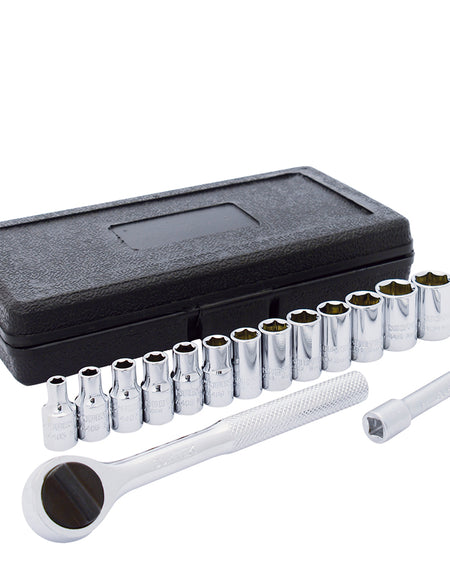 Surtek Juego de 15 dados y accesorios métricos 1/4"