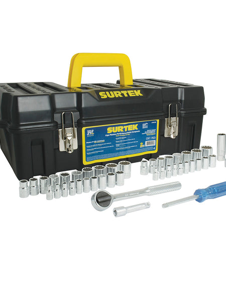 Juego de dados y acc 45pz 1/4-3/8 caja Surtek