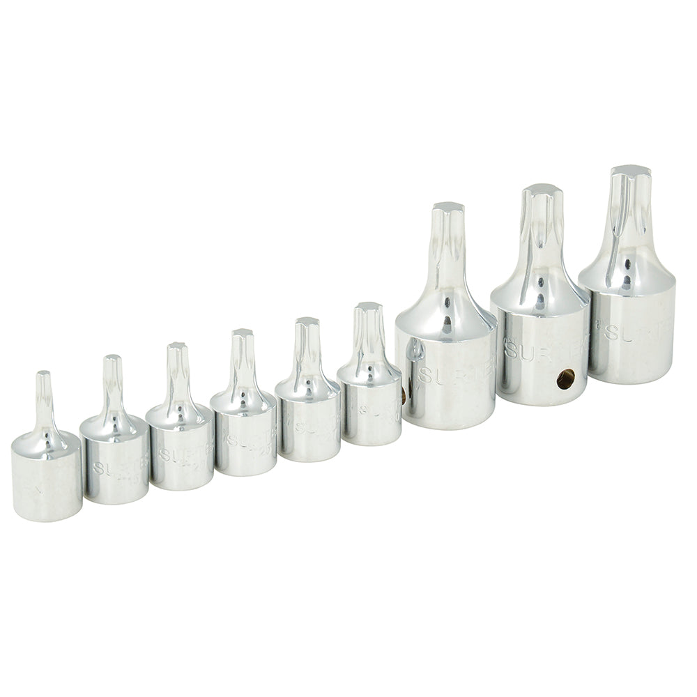 Surtek Juego de 9 dados punta Torx® macho 1/4"