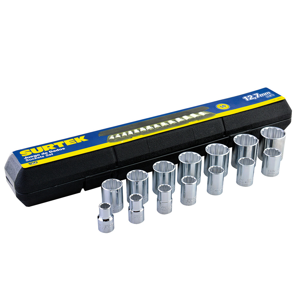 Surtek Juego de 14 dados en pulgadas 1/2"