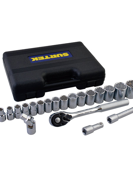 Surtek Juego de 20 dados y accesorios en pulgadas 1/2"