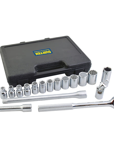 Surtek Juego de 17 dados y accesorios métricos 1/2"